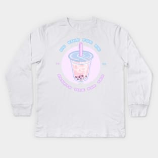 Strawberry MilkTea Bubble Tea Kids Long Sleeve T-Shirt